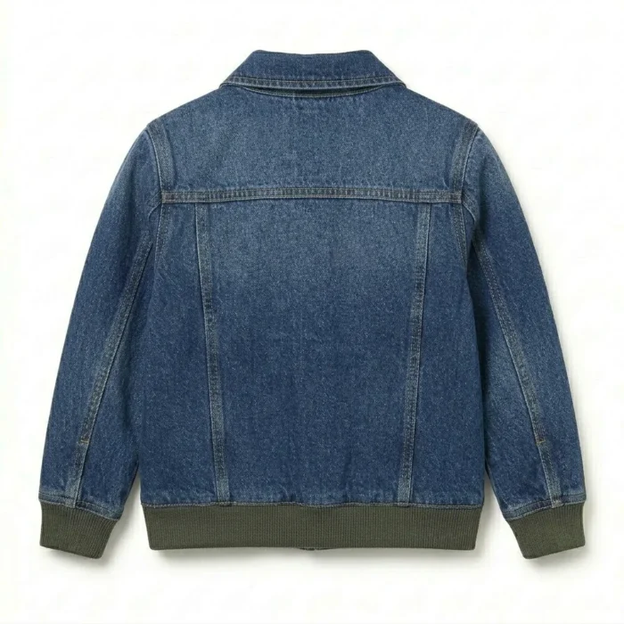Exclusive Boys Kids Blue Denim Jacket MAS Leather Garments Back View