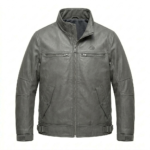 Executive Men's Grey Leather Cropped Jacket MAS Leather Garments
