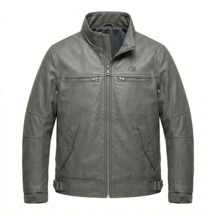 Executive Men's Grey Leather Cropped Jacket MAS Leather Garments