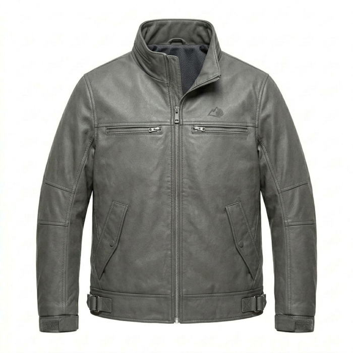 Executive Men's Grey Leather Cropped Jacket MAS Leather Garments