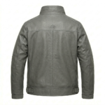 Executive Men's Grey Leather Cropped Jacket MAS Leather Garments Back View