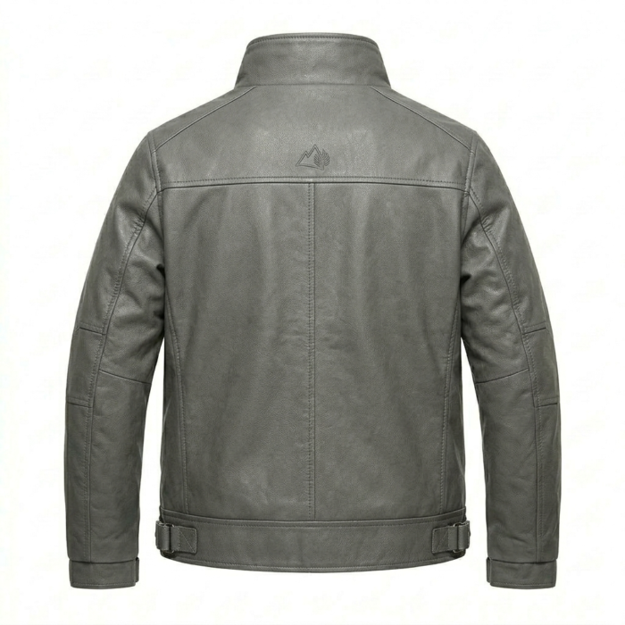 Executive Men's Grey Leather Cropped Jacket MAS Leather Garments Back View