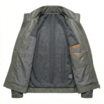 Executive Men's Grey Leather Cropped Jacket MAS Leather Garments Inner View