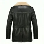 Exquisite Men's Black Leather Shearling Belted Coat Sale | MAS Leather Garments