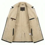Exquisite Men's Black Leather Shearling Belted Coat Sale | MAS Leather Garments