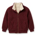 Finest Boys Kids Maroon Sherpa Jacket Soft Fleece MAS Leather Garments