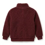 Finest Boys Kids Maroon Sherpa Jacket Soft Fleece MAS Leather Garments Back View