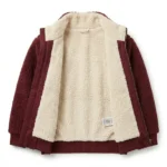 Finest Boys Kids Maroon Sherpa Jacket Soft Fleece MAS Leather Garments Inner View