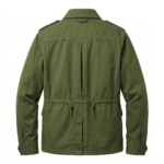 Finest Men's Olive Cotton Field Jacket MAS Leather Garments Back View