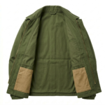 Finest Men's Olive Cotton Field Jacket MAS Leather Garments Inner View
