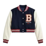 Handcrafted Girls Kids Blue Wool Varsity Jacket MAS Leather Garments