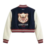 Handcrafted Girls Kids Blue Wool Varsity Jacket MAS Leather Garments Back View