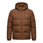 Handcrafted Men's Brown Quilted Puffer Jacket MAS Leather Garments