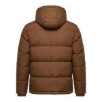 Handcrafted Men's Brown Quilted Puffer Jacket MAS Leather Garments Back View