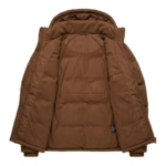 Handcrafted Men's Brown Quilted Puffer Jacket MAS Leather Garments Inner View