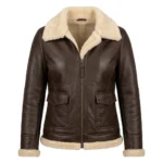 Heritage Inspired Women's Brown Shearling Leather Jacket MAS Leather Garments
