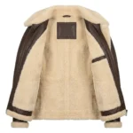 Heritage Inspired Women's Brown Shearling Leather Jacket MAS Leather Garments Inner View