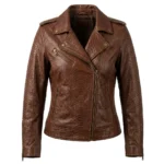 Heritage Inspired Women's Brown Snake Embossed Leather Jacket MAS Leather Garments