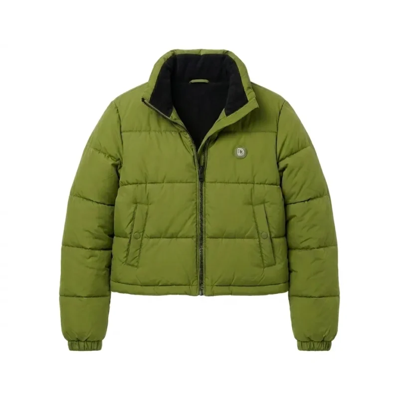 Iconic Girls Kids Olive Green Puffer Jacket MAS Leather Garments