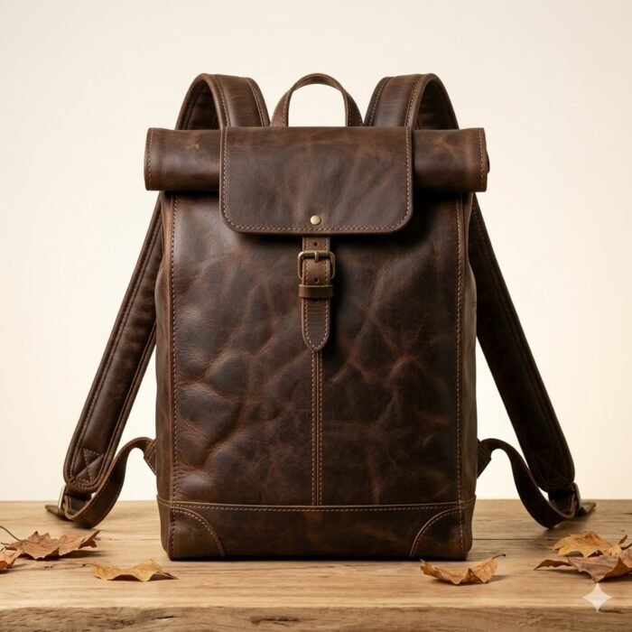 Premium Dark Brown Genuine Leather Backpack | MAS Leather Garments - Image 2