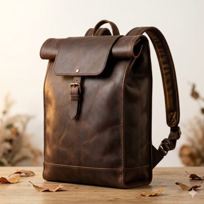 Premium Dark Brown Genuine Leather Backpack | MAS Leather Garments - Image 1