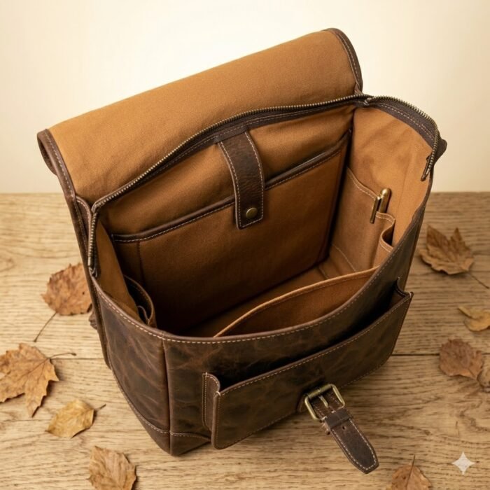 Premium Dark Brown Genuine Leather Backpack | MAS Leather Garments - Image 5