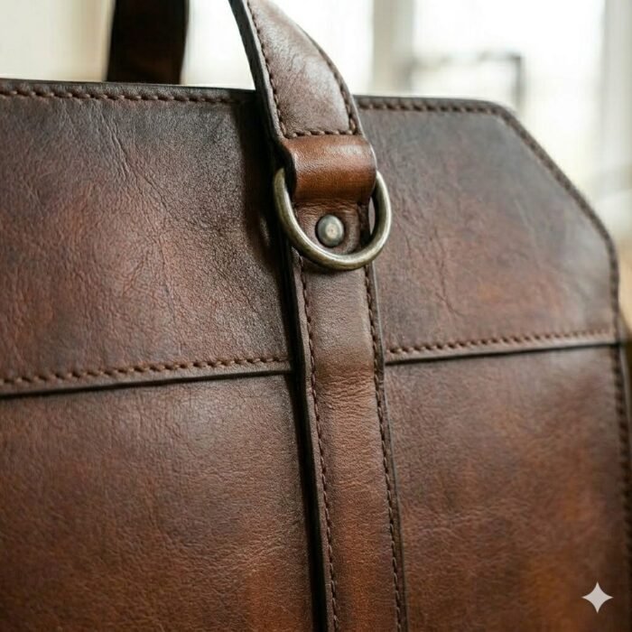 Premium Brown Genuine Leather Firewood Carrier | MAS Leather Garments - Image 2
