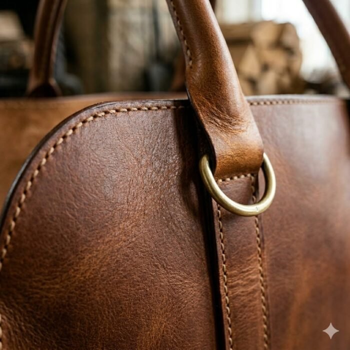 Premium Brown Genuine Leather Log Carriers Decorative Firewood Holder | MAS Leather Garments - Image 3