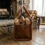 Premium Brown Genuine Leather Log Carriers Decorative Firewood Holder | MAS Leather Garments - Image 4