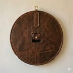 Handmade Brown Leather Wall Clock Decorative Home Accent | MAS Leather Garments - Image 4