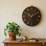 Handmade Brown Leather Wall Clock Decorative Home Accent | MAS Leather Garments