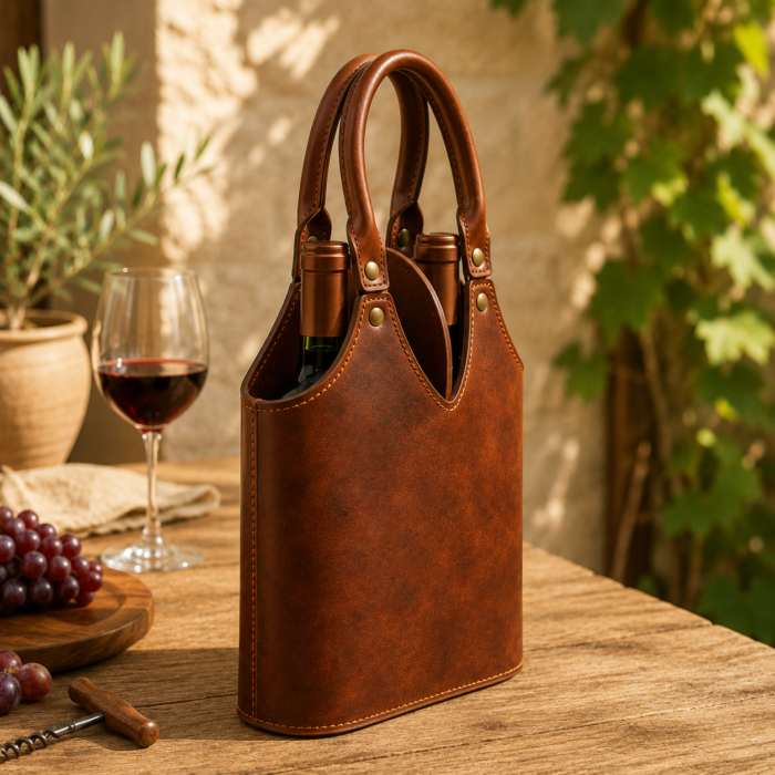 Handmade Premium Luxury Leather Wine Carriers | MAS Leather Garments - Image 5