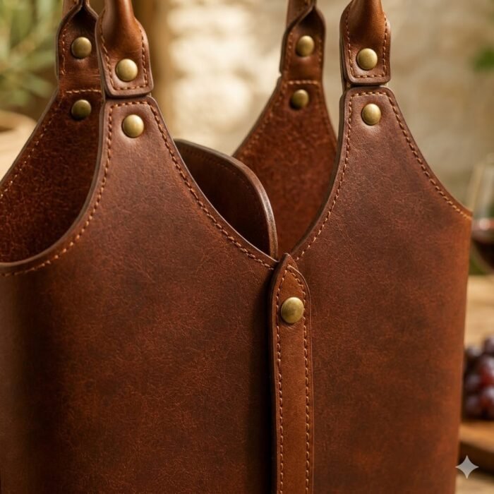 Handmade Premium Luxury Leather Wine Carriers | MAS Leather Garments - Image 4