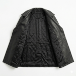 Luxury Black Leather Peacoats For Women MAS Leather Garments Inner View (2)