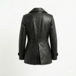 Luxury Black Leather Peacoats For Women MAS Leather Garments back view