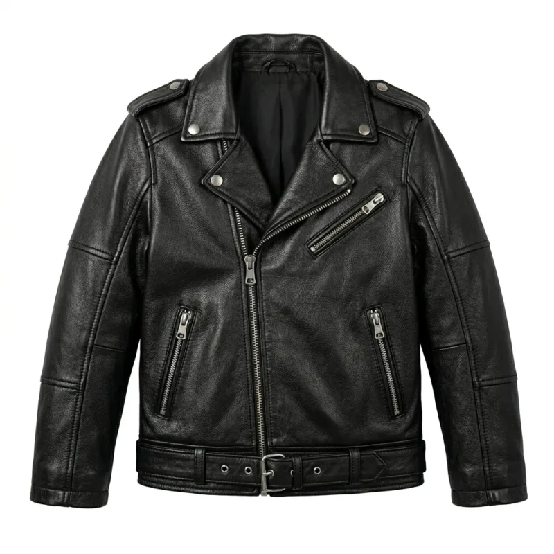 Luxury Boys Kids Black Leather Jacket MAS Leather Garments