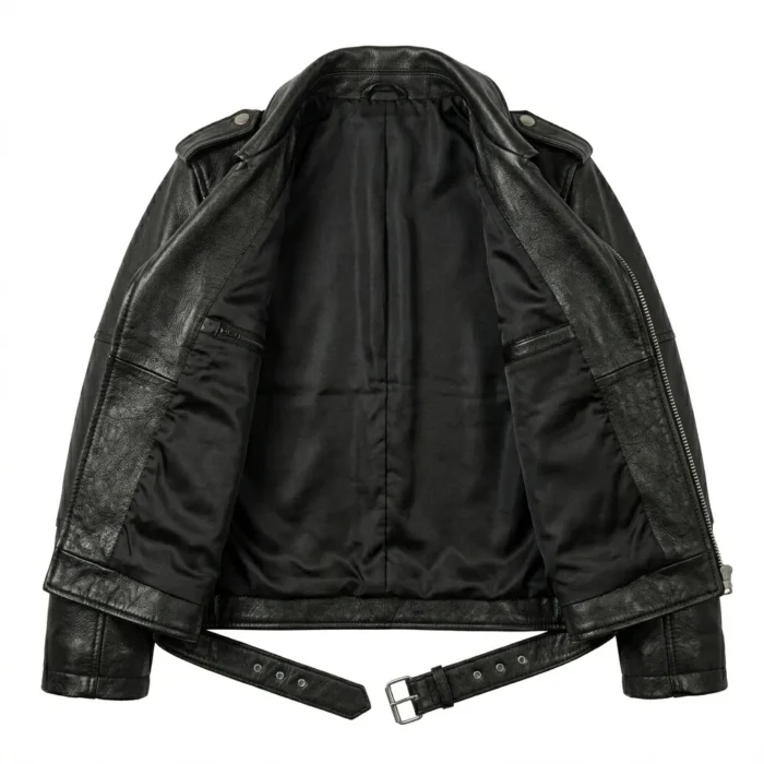 Luxury Boys Kids Black Leather Jacket MAS Leather Garments Inner View