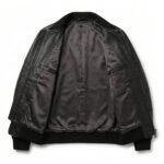 Luxury Men's Black Crocodile Embossed Genuine Bomber Leather Jacket MAS Leather Garments Inner View