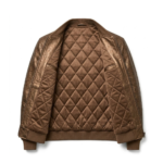 Luxury Men's Brown Crocodile Embossed Leather Jacket MAS Leather Garments Inner View