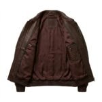 Luxury Men's Charcoal Black Crocodile Embossed Genuine Leather Jacket MAS Leather Garments Inner View
