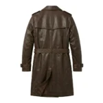Luxury Men's Dark Brown Leather Trench Coat Sale front MAS Leather Garments