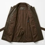 Luxury Men's Dark Brown Leather Trench Coat Sale front MAS Leather Garments