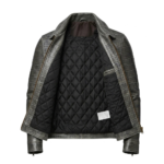 Luxury Men’s Grey Crocodile Embossed Leather Jacket Genuine Cowhide Biker Vintage Style MAS Leather Garments inner View