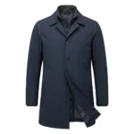 Luxury Men's Navy Blue Synthetic Technical Overcoat For Sale MAS Leather Garments