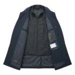 Luxury Men's Navy Blue Synthetic Technical Overcoat For Sale back MAS Leather Garments