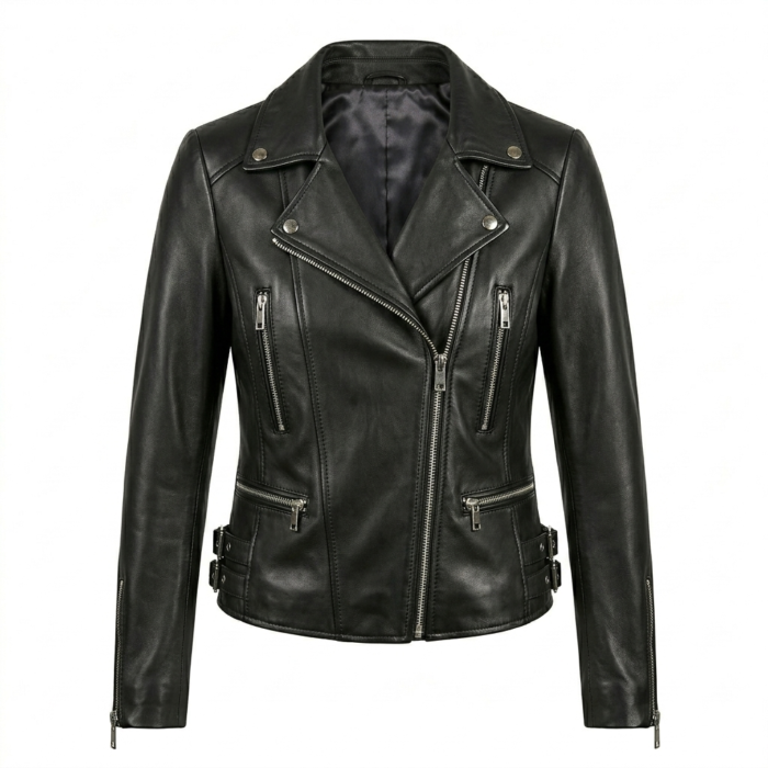 Luxury Women's Black Leather Jacket MAS Leather Garments