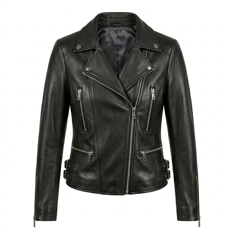 Luxury Women's Black Leather Jacket MAS Leather Garments