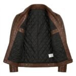 Men’s Brown Crocodile Embossed Genuine Leather Jacket Premium Winter Outerwear MAS Leather Garments Inner View