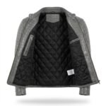Men’s Grey Crocodile Embossed Genuine Leather Jacket Premium Winter Outerwear MAS Leather Garments Inner View