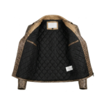 Men's Luxury Tan Crocodile Embossed Leather Jacket MAS Leather Garments Inner View